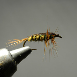 Brown Hackle Golden Herl Rib Baits - Peacock Nymph Bait Trout Fly Fishing  Lures 