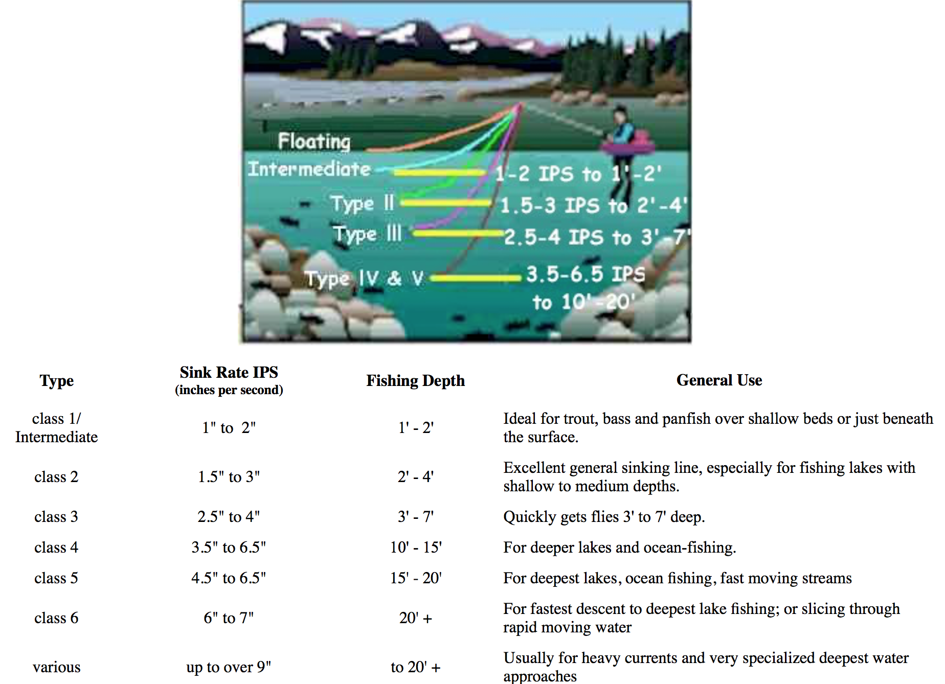 Sink Tip Fly Line Sink Rates