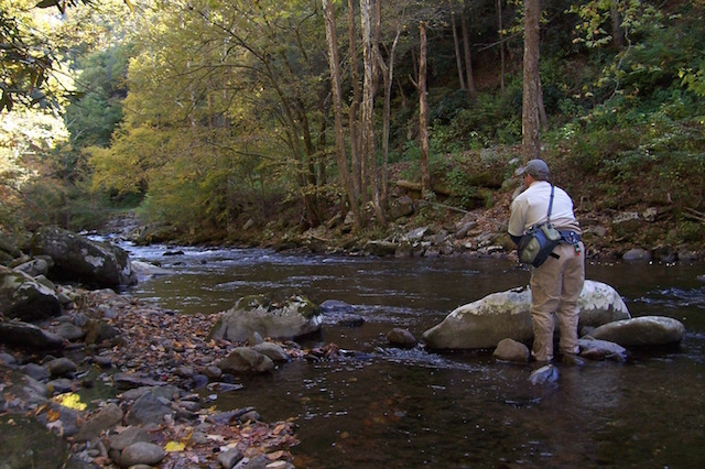 Fisherman on Little River Smoky Mountains
